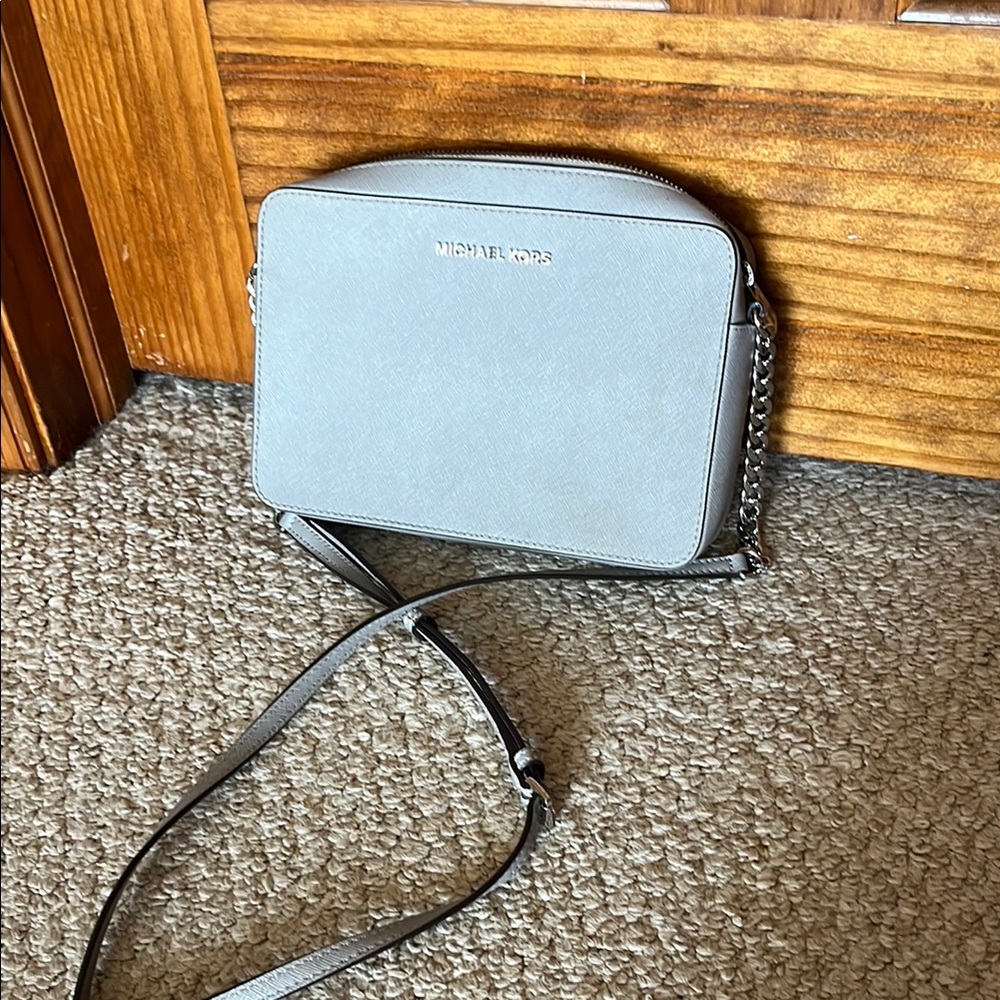Michael Kors Gray Crossbody Bag with Adjustable Strap and Minimalist Design